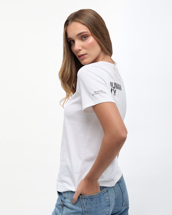 Women's White Printed T-shirt